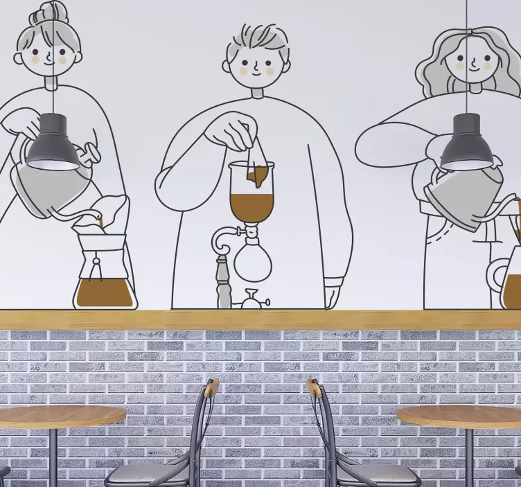 动物贴画 咖啡冲泡插图 - TenStickers