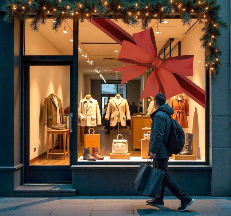 贴纸 店前标志 角落红丝带 - TenStickers