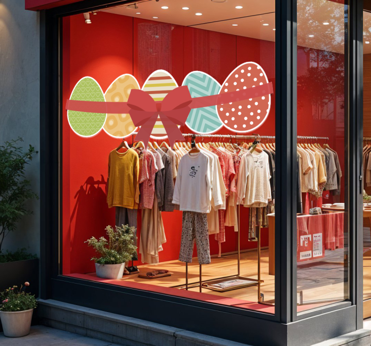 贴纸 店前标志 复活节彩蛋和丝带 - TenStickers