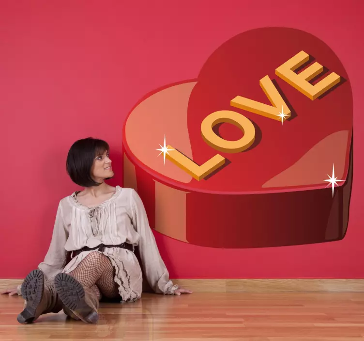 贴纸 店前标志 心形盒子 - TenStickers