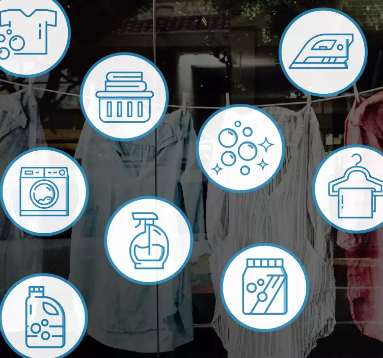 贴纸 店前标志 洗衣必备图标 - TenStickers