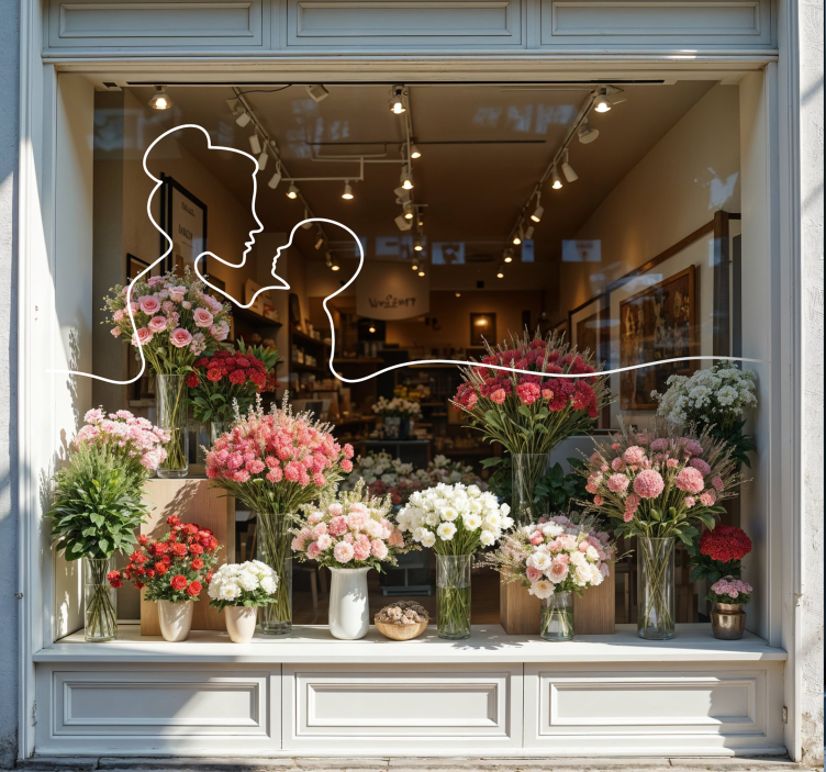 贴纸 店前标志 线条艺术母亲 - TenStickers