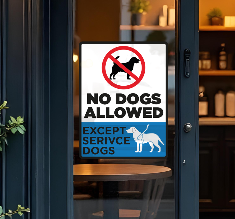 贴纸 店前标志 no dogs allowed except service dogs - TenStickers