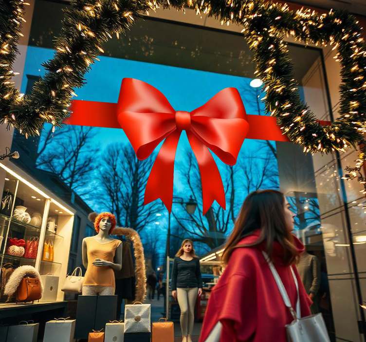 贴纸 店前标志 红色礼品蝴蝶结 - TenStickers