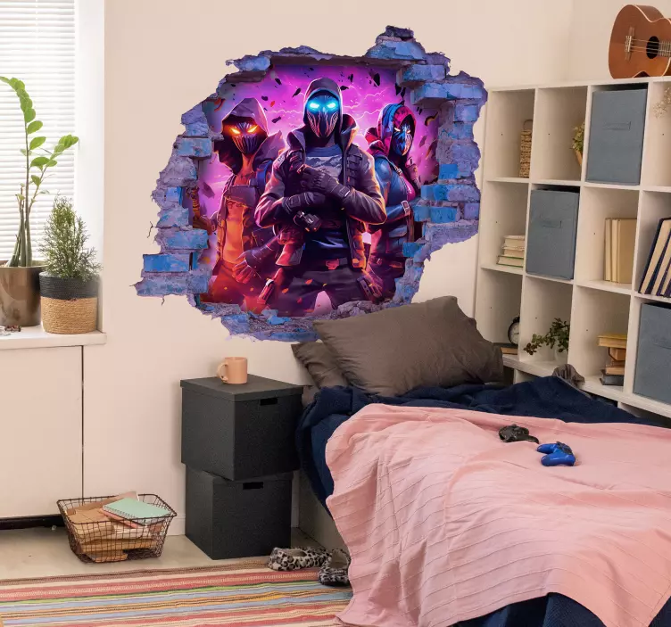 视觉效果贴画 三个戴面具的勇士 - TenStickers