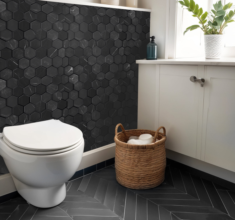 贴膜贴纸 六边形黑色 - TenStickers