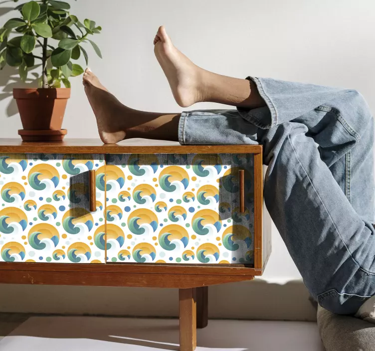 贴膜贴纸波浪与圆点 - TenStickers