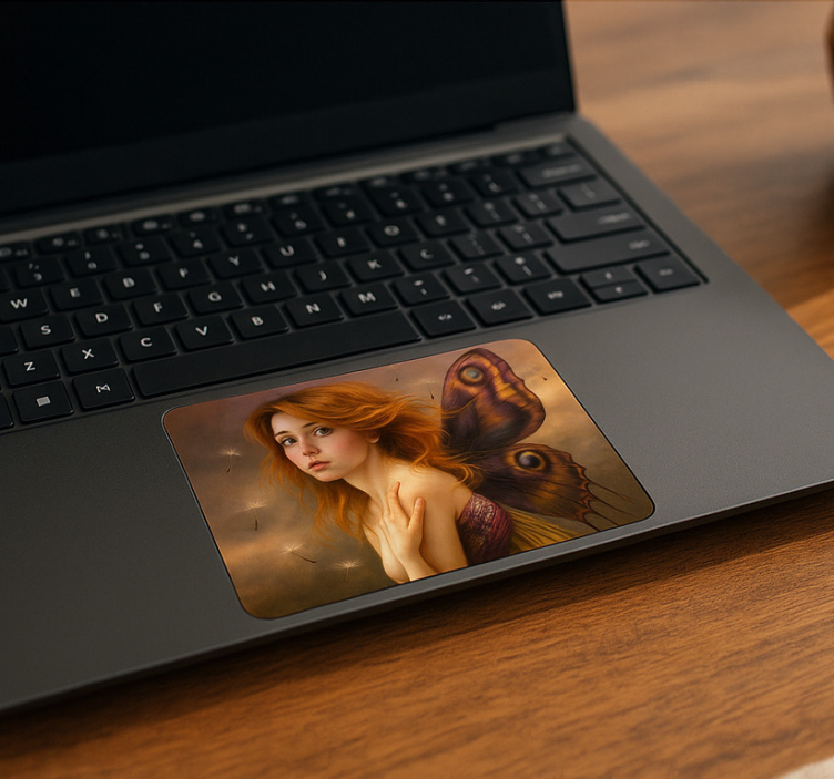 触摸板贴纸 蒲公英飘浮的女孩 - TenStickers