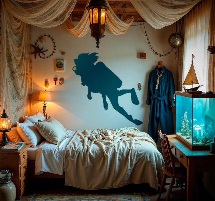 贴纸运动 女潜水员 - TenStickers