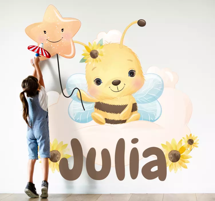 插画墙贴纸可爱蜜蜂设计 - TenStickers