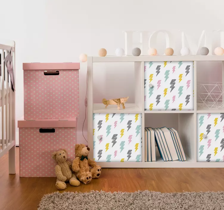 儿童墙贴纸五彩闪电形状 - TenStickers