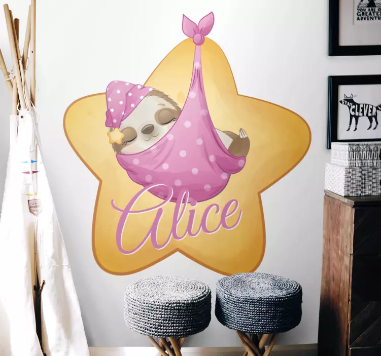 儿童墙贴纸 树懒睡姿设计 - TenStickers