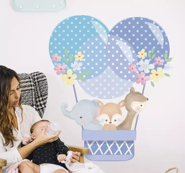 儿童墙贴纸让人愉悦的动物气球 - TenStickers