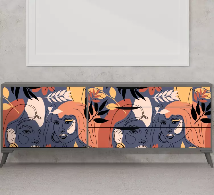 人像贴纸风格化面孔图案 - TenStickers