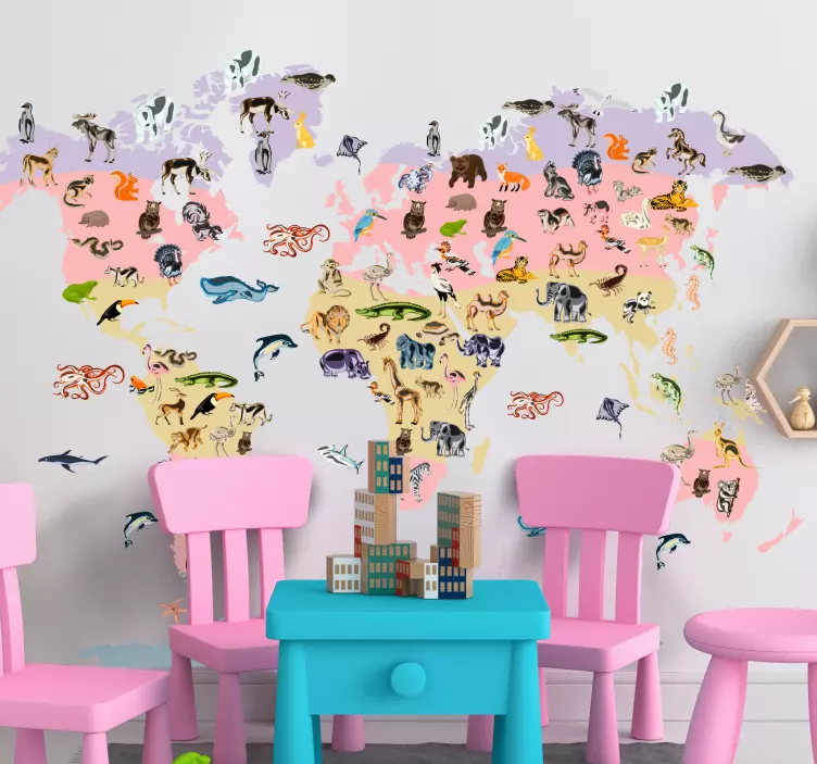 墙贴贴纸以柔和动物图案装饰您的空间 - TenStickers