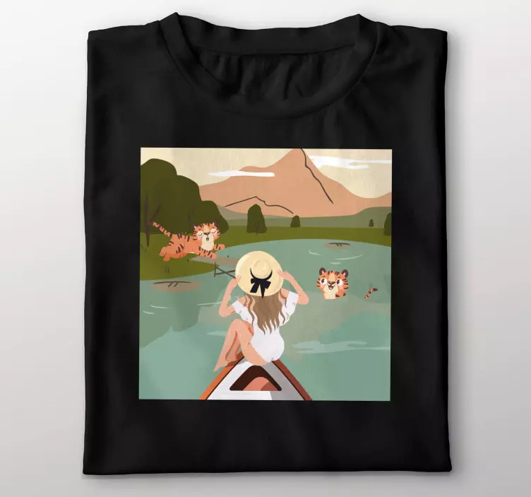 女孩和老虎丛林动物儿童 t 恤 - TenStickers