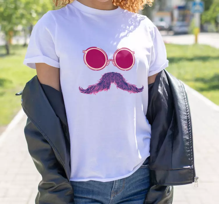 眼镜和时髦小胡子定制 t 恤 - TenStickers