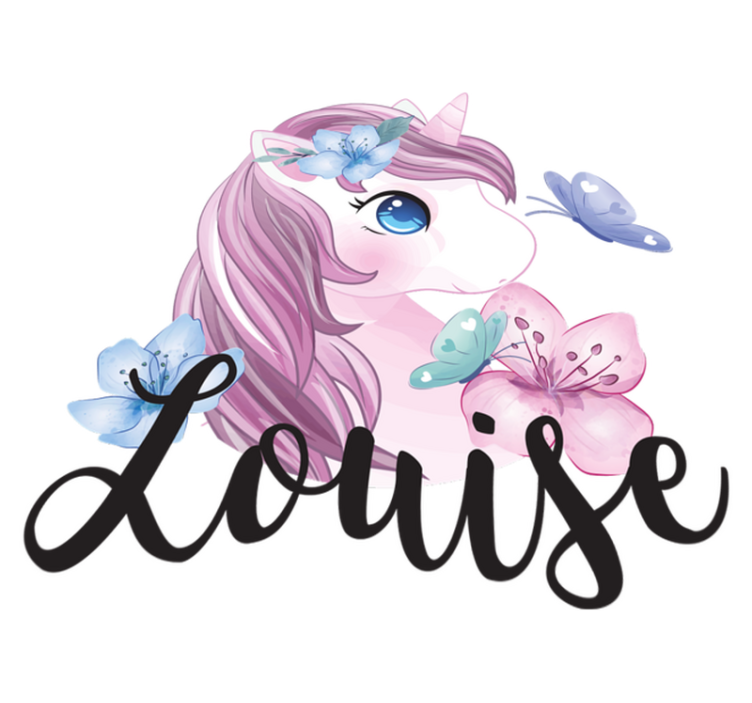 乙烯基地毯动物大眼独角兽与蝴蝶 - TenStickers