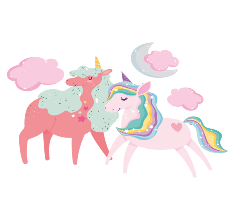 乙烯基地毯动物小独角兽与母马 - TenStickers