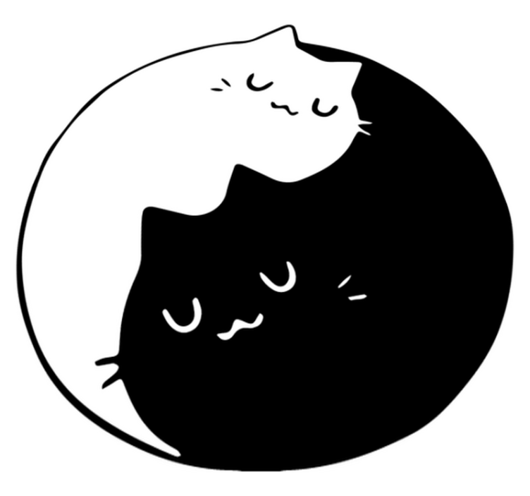乙烯基地毯动物阴阳猫 - TenStickers