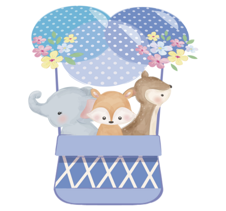 乙烯基地毯动物水彩动物热气球 - TenStickers