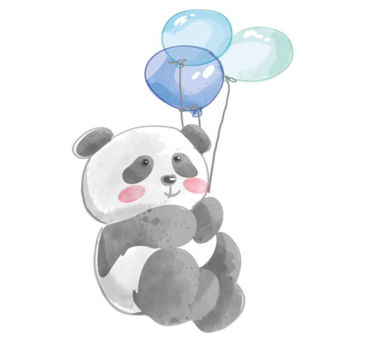 乙烯基地毯动物宝宝班达抱着三只气球 - TenStickers