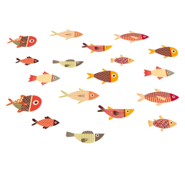 乙烯基地毯动物圆形彩色鱼 - TenStickers