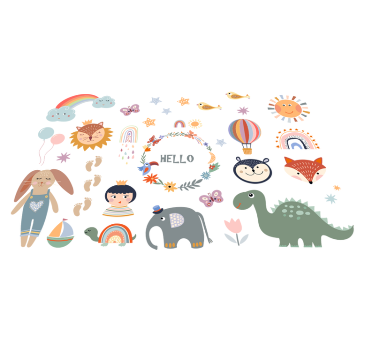 乙烯基地毯动物儿童元素花卉 - TenStickers