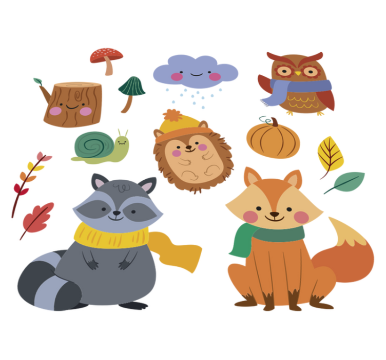 乙烯基地毯动物秋季花卉与动物 - TenStickers