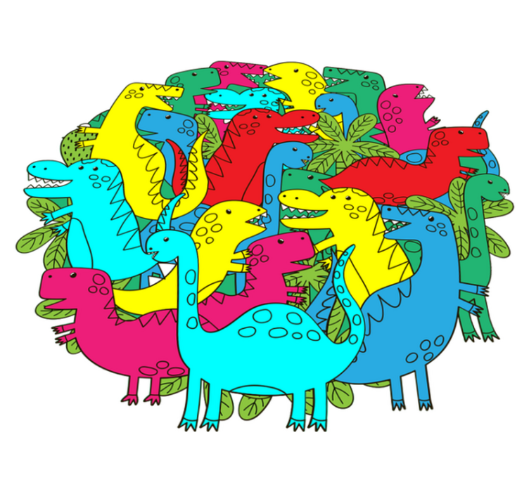 乙烯基地毯动物圆形多彩恐龙儿童用 - TenStickers