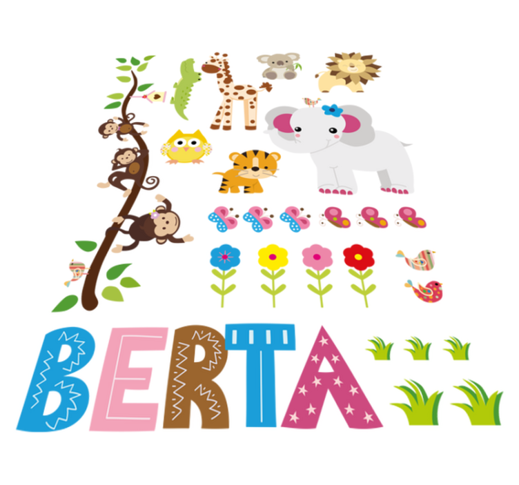 乙烯基地毯动物丛林树木带名称 - TenStickers