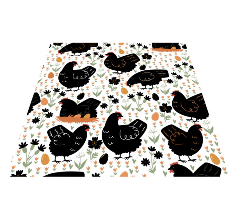 乙烯基地毯动物黑白鸡 - TenStickers