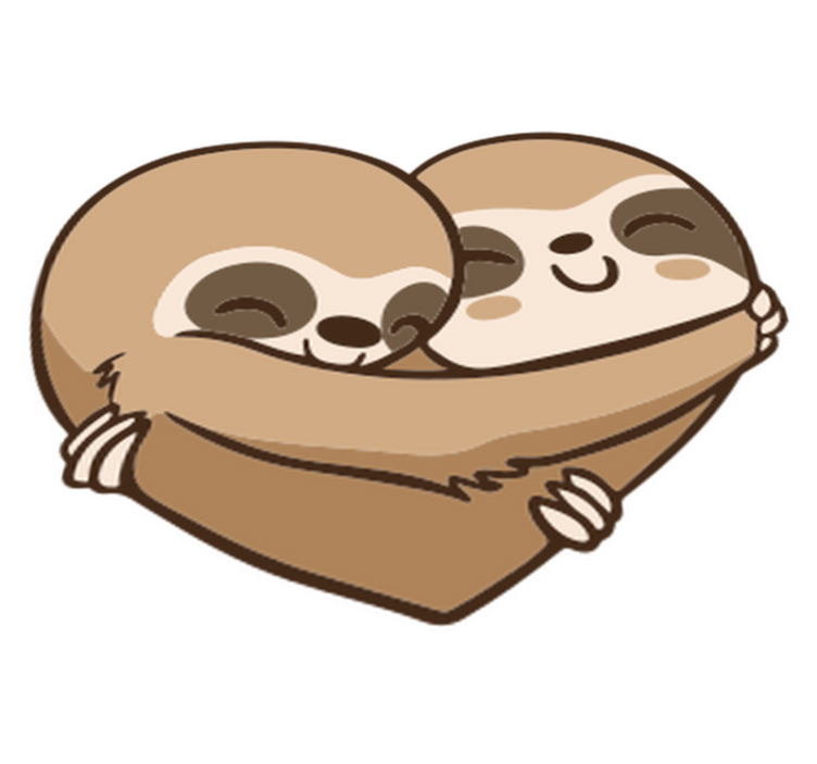 乙烯基地毯动物动漫树懒心形图案 - TenStickers