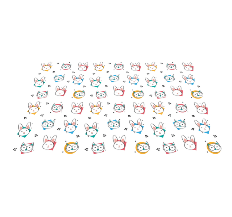 乙烯基地毯动物猫头鹰兔子图案 - TenStickers