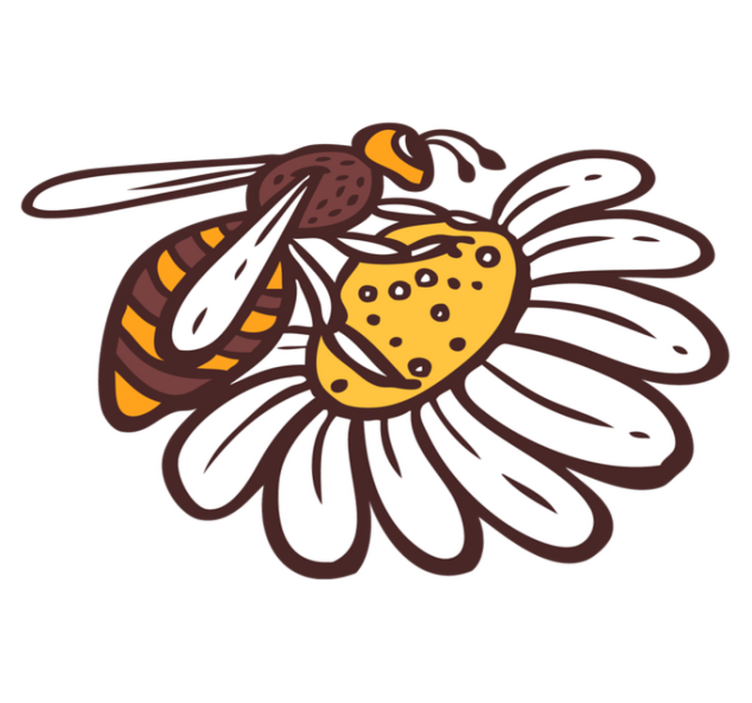 乙烯基地毯动物蜜蜂栖息花朵上 - TenStickers