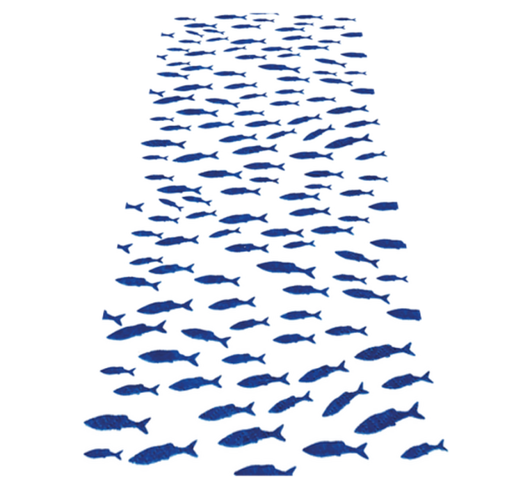 乙烯基地毯动物蓝色鱼图案 - TenStickers