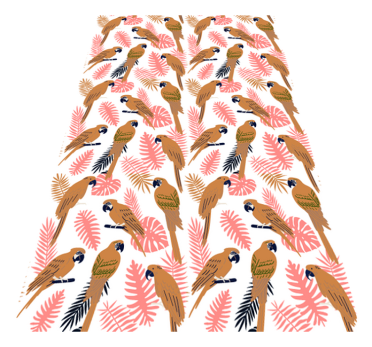 乙烯基地毯动物橙色鹦鹉与粉色花朵 - TenStickers