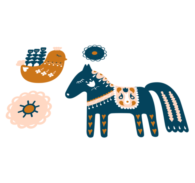 乙烯基地毯动物色彩缤纷的民俗动物 - TenStickers