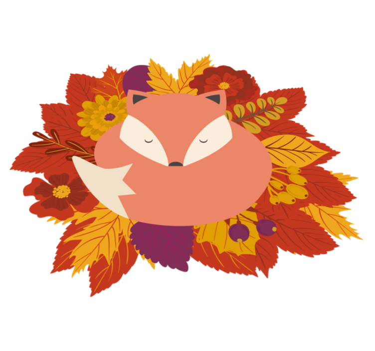 乙烯基地毯动物狐狸与树叶 - TenStickers