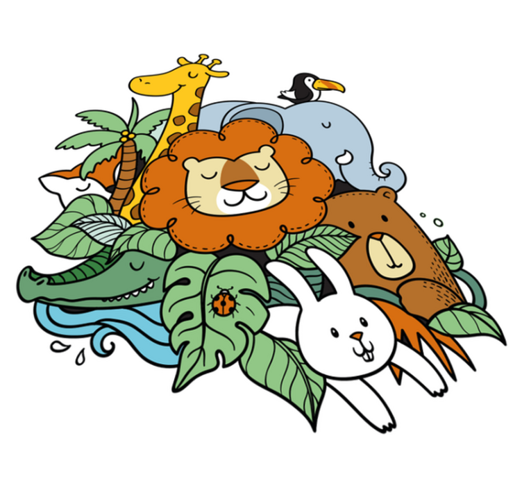 乙烯基地毯动物趣味动物场景 - TenStickers