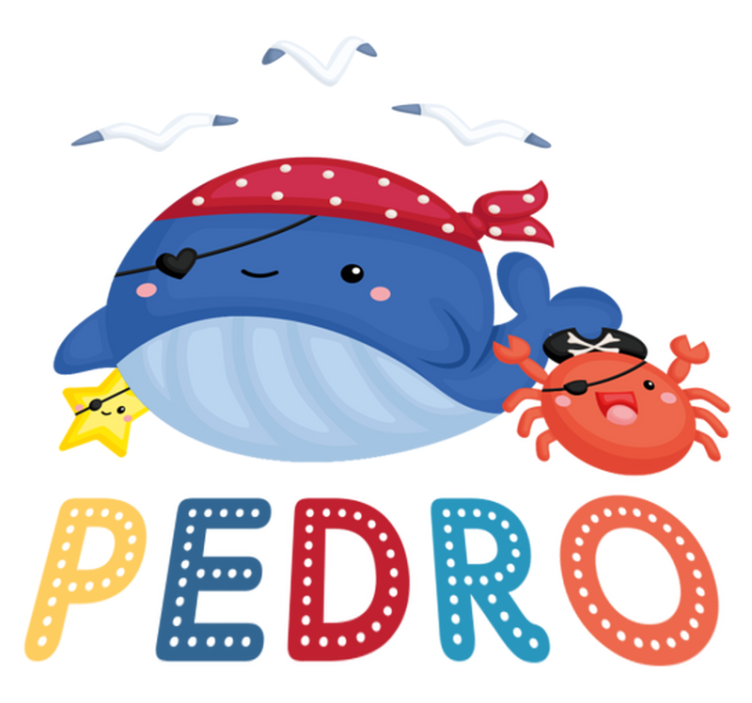 乙烯基地毯动物可爱海盗鲸 - TenStickers