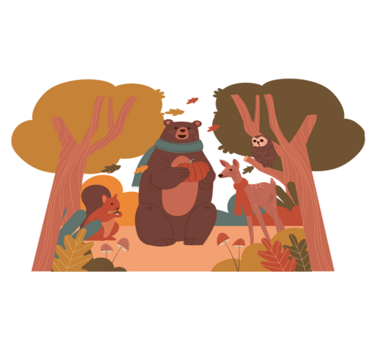 乙烯基地毯动物秋季林间生物 - TenStickers