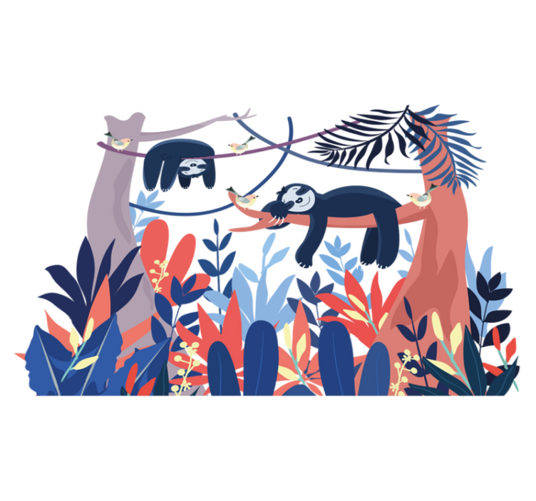 乙烯基地毯动物可爱的树懒场景 - TenStickers