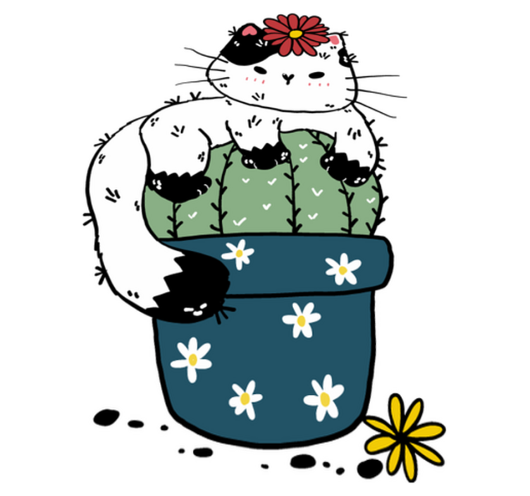 乙烯基地毯动物顽皮猫仙人掌 - TenStickers