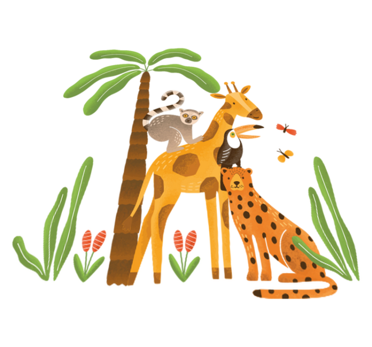 乙烯基地毯动物在奇幻丛林场景中 - TenStickers