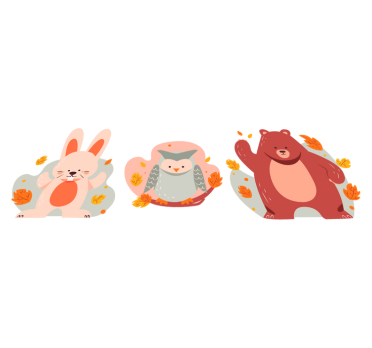 乙烯基地毯动物熊与木兔 - TenStickers