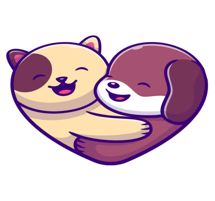 乙烯基地毯动物可爱动物拥抱 - TenStickers