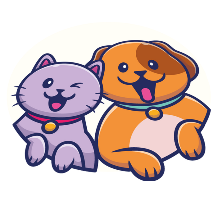 乙烯基地毯动物活泼猫狗 - TenStickers