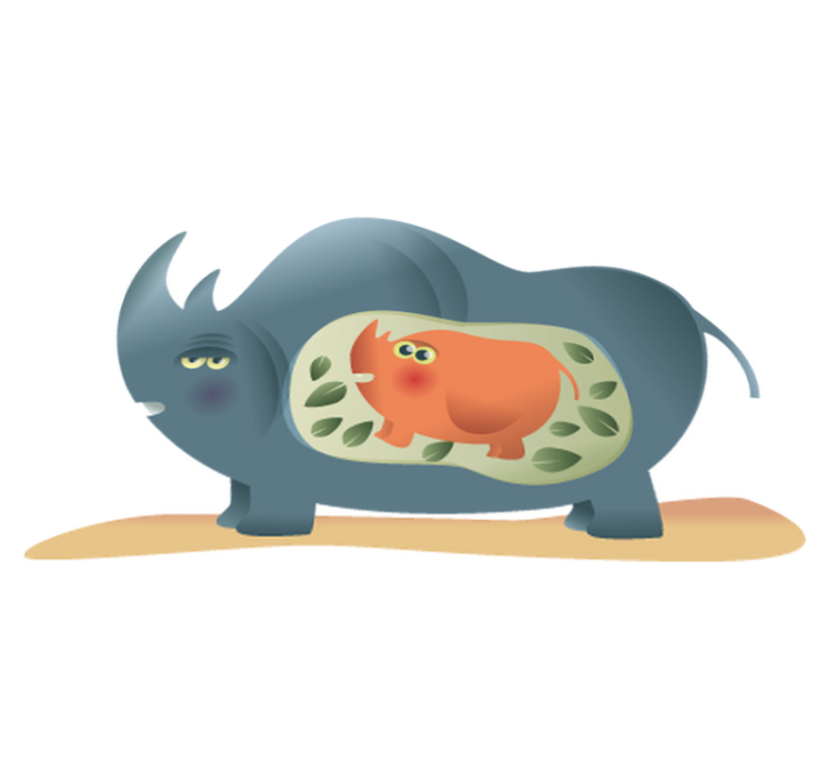 乙烯基地毯动物怀孕的犀牛母亲 - TenStickers