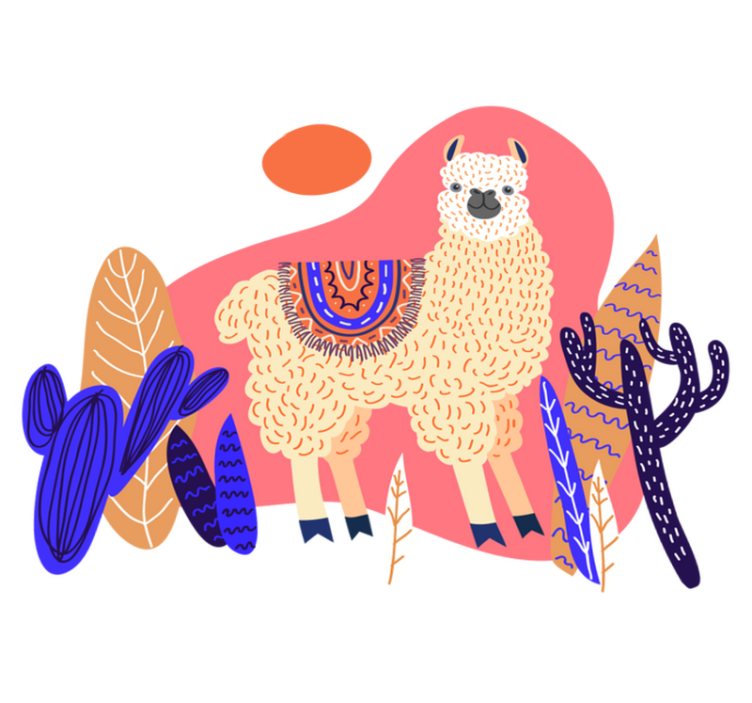 乙烯基地毯动物秘鲁羊驼与仙人掌 - TenStickers